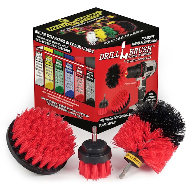 Drill Brush Power Scrubber By Useful Products 5 in W 5 in L Brush, Red Red-Orig-Red-2-4-Lim-Short - main